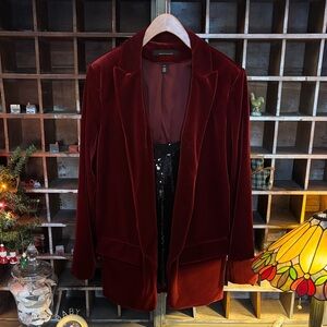 White House Black Market Deep Red Velvet Blazer